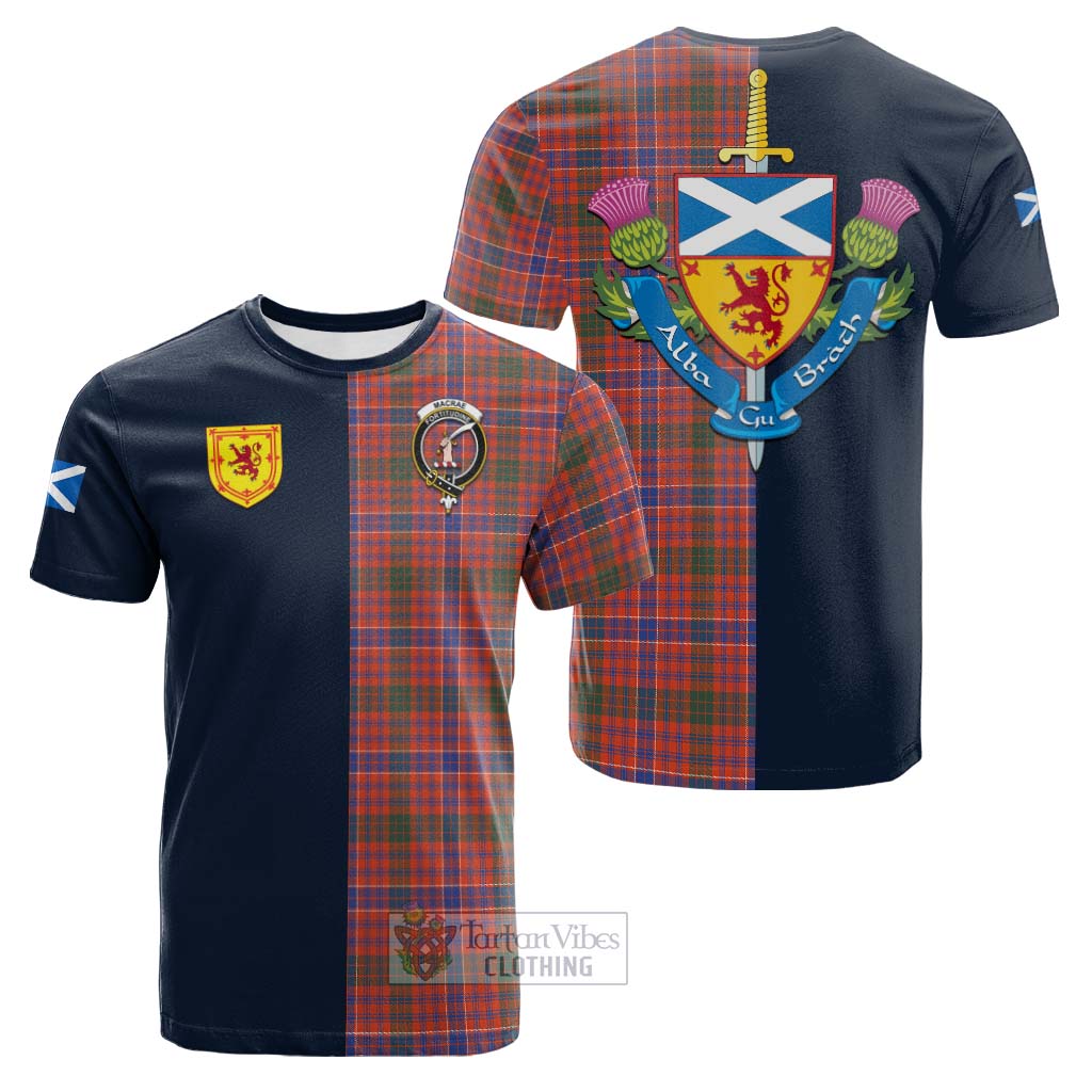 Tartan Vibes Clothing MacRae Ancient Tartan Cotton T-shirt with Scottish Lion Royal Arm Half Style