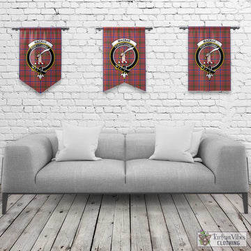 MacRae Ancient Tartan Gonfalon, Tartan Banner with Family Crest