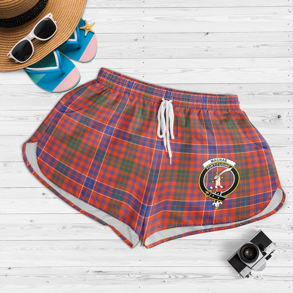 macrae-ancient-tartan-womens-shorts-with-family-crest