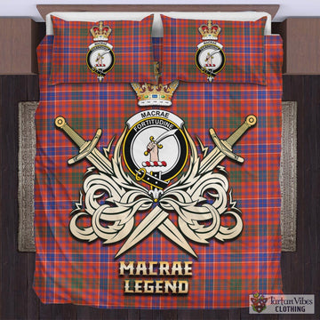 MacRae Ancient Tartan Bedding Set with Clan Crest and the Golden Sword of Courageous Legacy