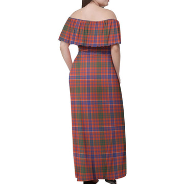 MacRae Ancient Tartan Off Shoulder Long Dress