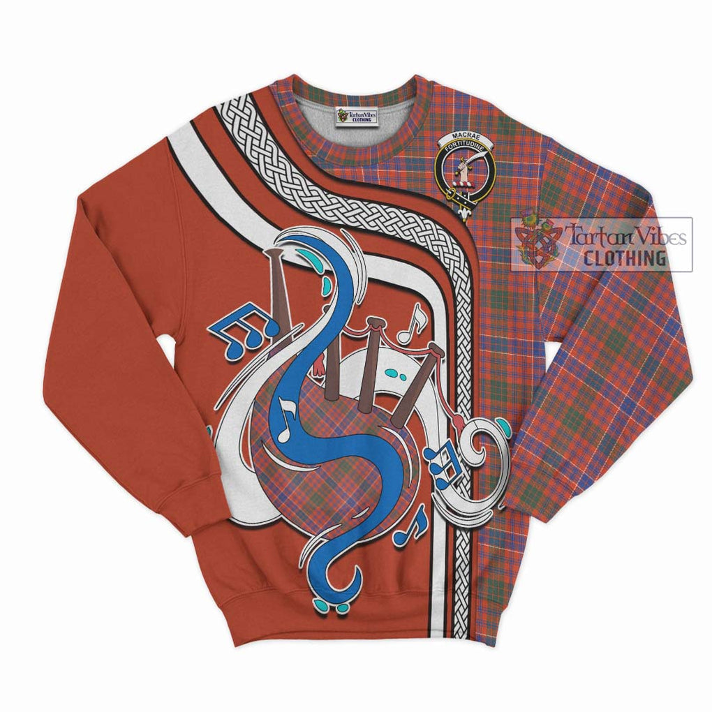 Tartan Vibes Clothing MacRae Ancient Tartan Sweatshirt with Epic Bagpipe Style