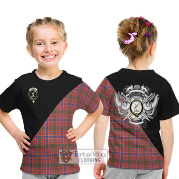 MacRae Ancient Tartan Kid T-Shirt with Family Crest and Military Logo Style