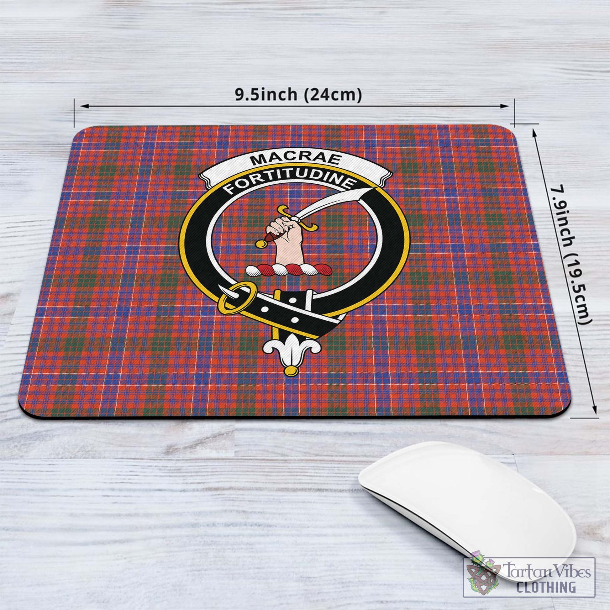 Tartan Vibes Clothing MacRae Ancient Tartan Mouse Pad with Family Crest