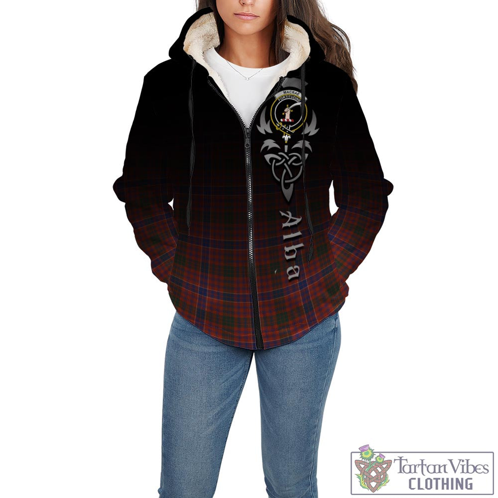 Tartan Vibes Clothing MacRae Ancient Tartan Sherpa Hoodie Featuring Alba Gu Brath Family Crest Celtic Inspired