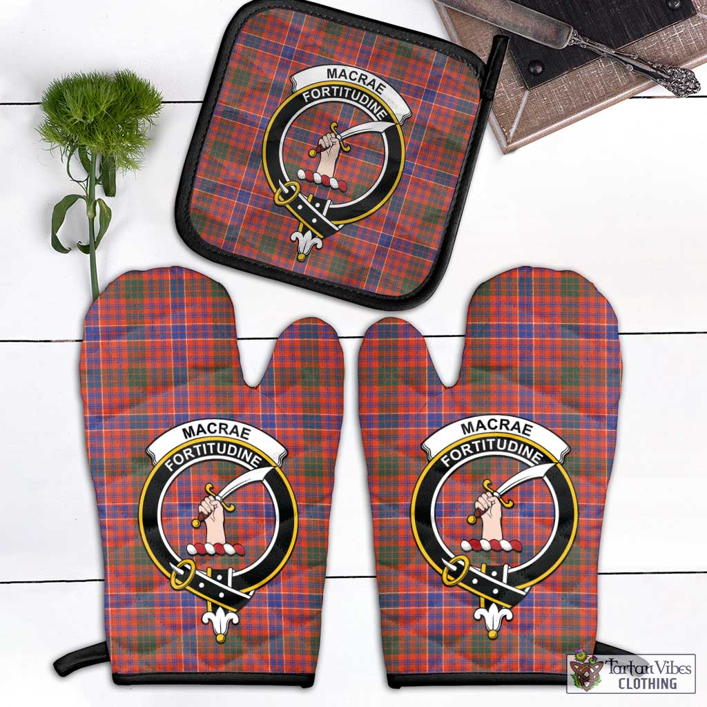 Tartan Vibes Clothing MacRae Ancient Tartan Combo Oven Mitt & Pot-Holder with Family Crest