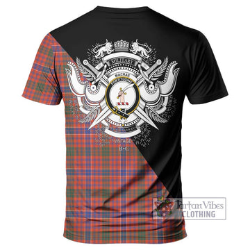 MacRae Ancient Tartan T-Shirt with Family Crest and Military Logo Style