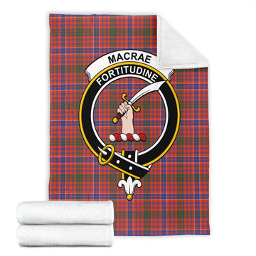 MacRae Ancient Tartan Blanket with Family Crest