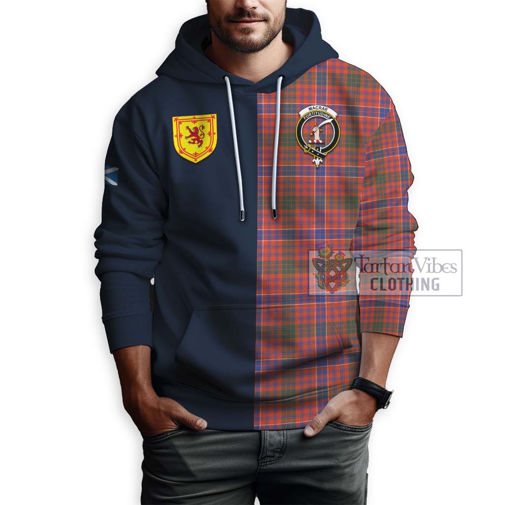 Tartan Vibes Clothing MacRae Ancient Tartan Hoodie with Scottish Lion Royal Arm Half Style