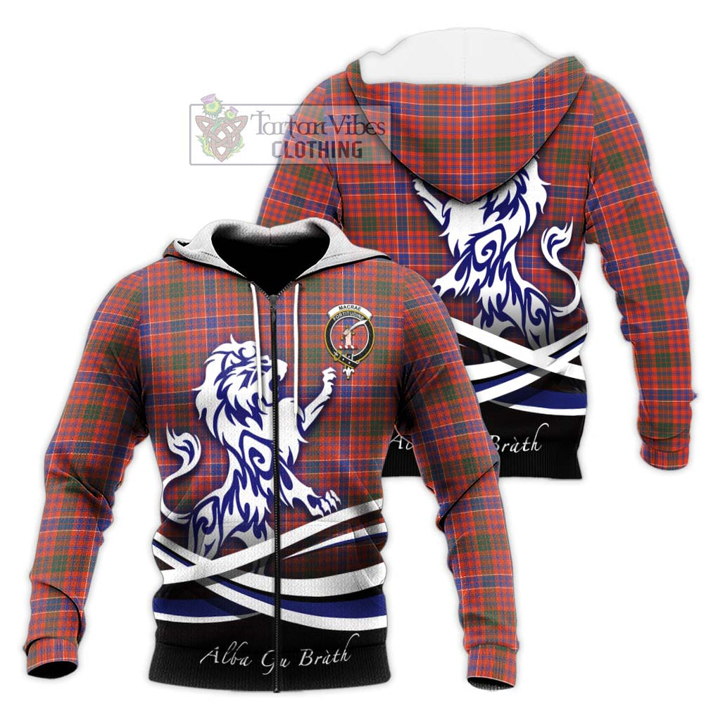 MacRae Ancient Tartan Knitted Hoodie with Alba Gu Brath Regal Lion Emblem Unisex Knitted Zip Hoodie - Tartanvibesclothing Shop