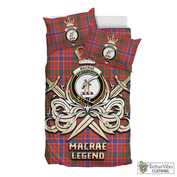 MacRae Ancient Tartan Bedding Set with Clan Crest and the Golden Sword of Courageous Legacy