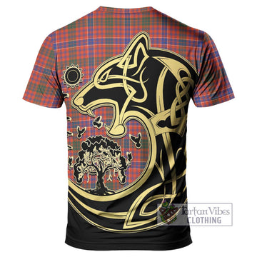 MacRae Ancient Tartan T-Shirt with Family Crest Celtic Wolf Style