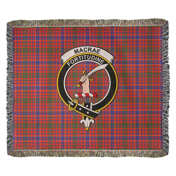 MacRae Ancient Tartan Woven Blanket with Family Crest