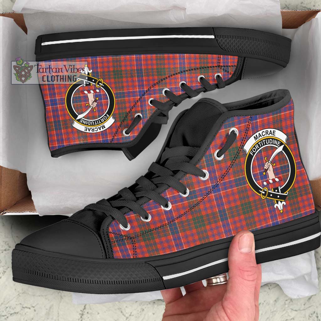 Tartan Vibes Clothing MacRae Ancient Tartan High Top Shoes with Family Crest