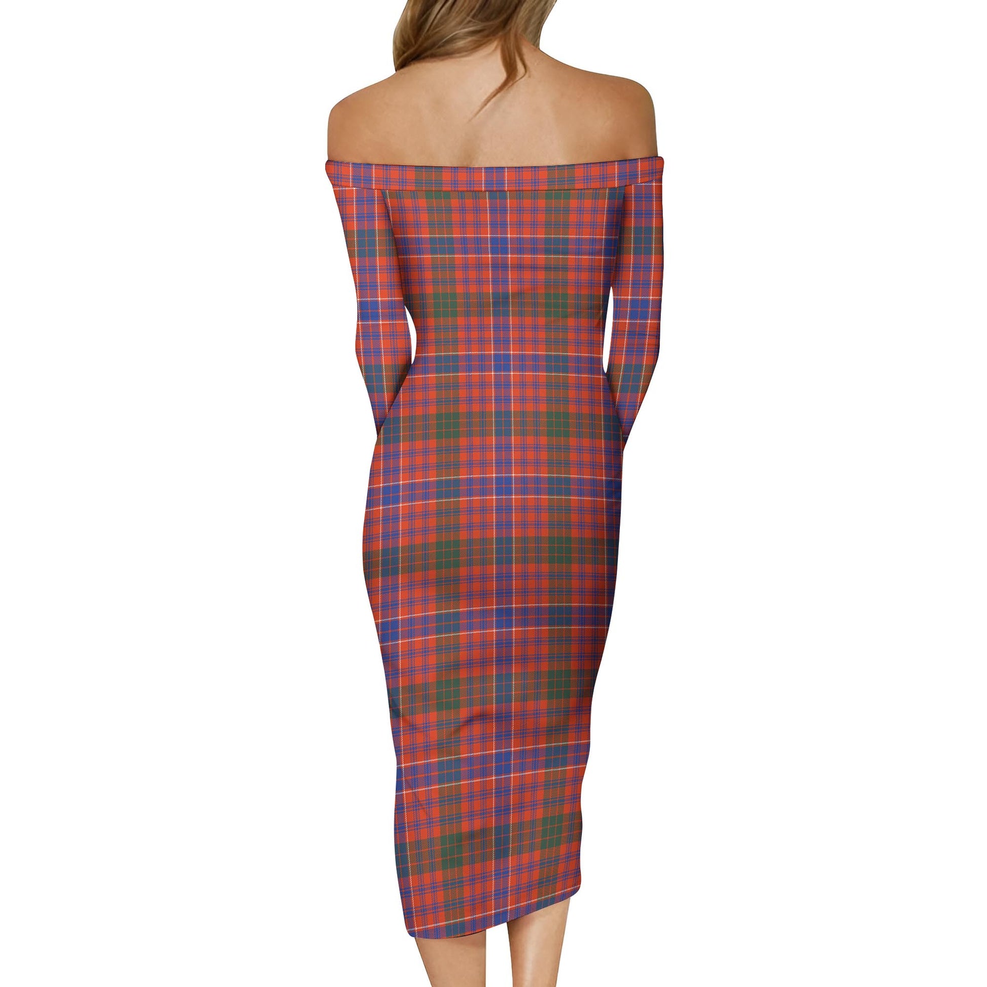 MacRae Ancient Tartan Off Shoulder Lady Dress - Tartanvibesclothing