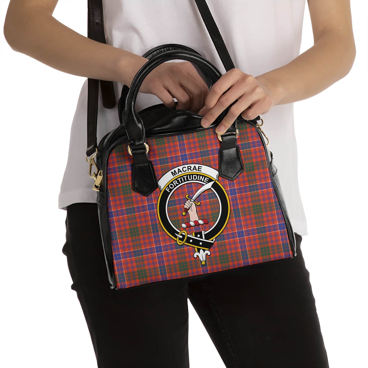 MacRae Ancient Tartan Shoulder Handbags with Family Crest - Tartanvibesclothing