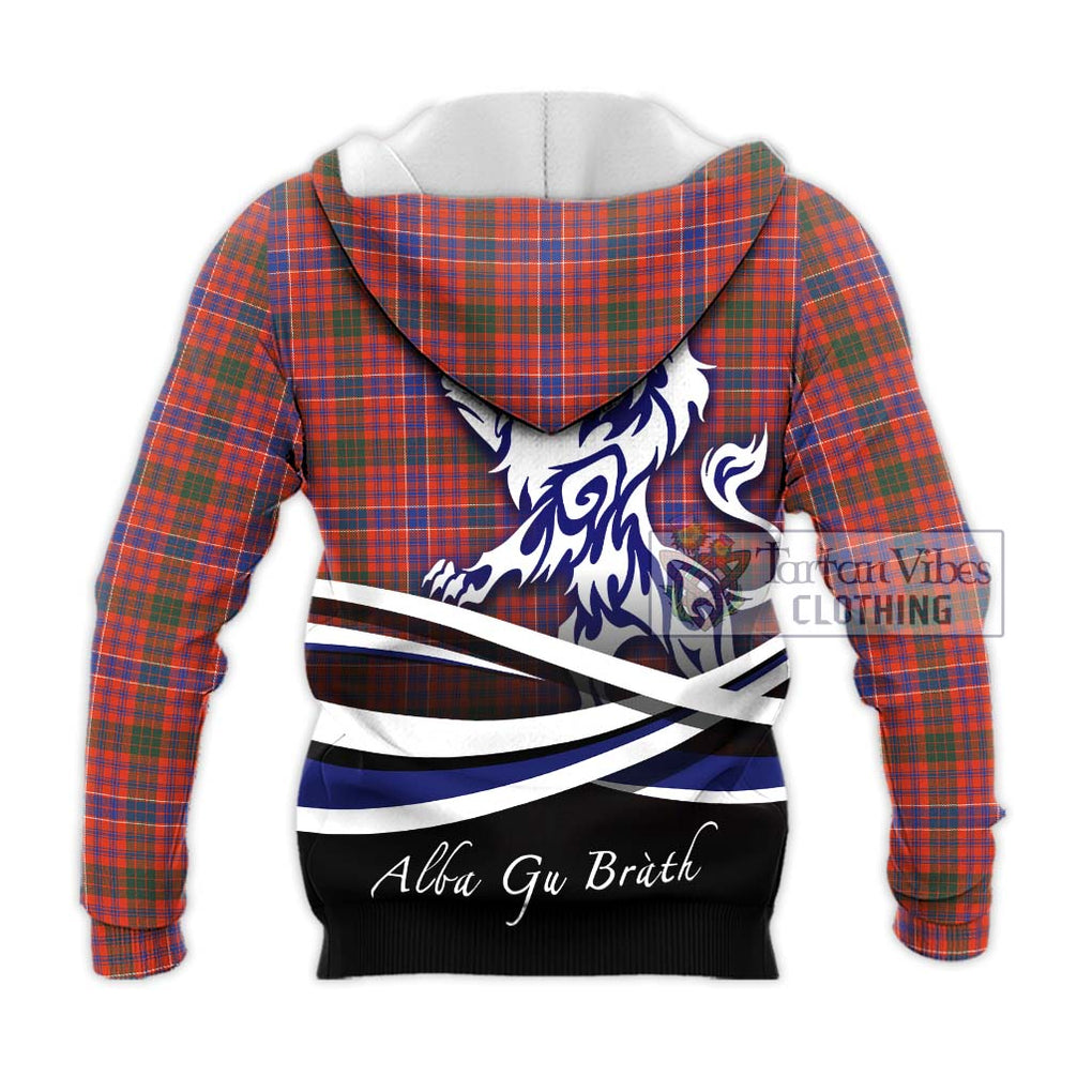 MacRae Ancient Tartan Knitted Hoodie with Alba Gu Brath Regal Lion Emblem - Tartanvibesclothing Shop