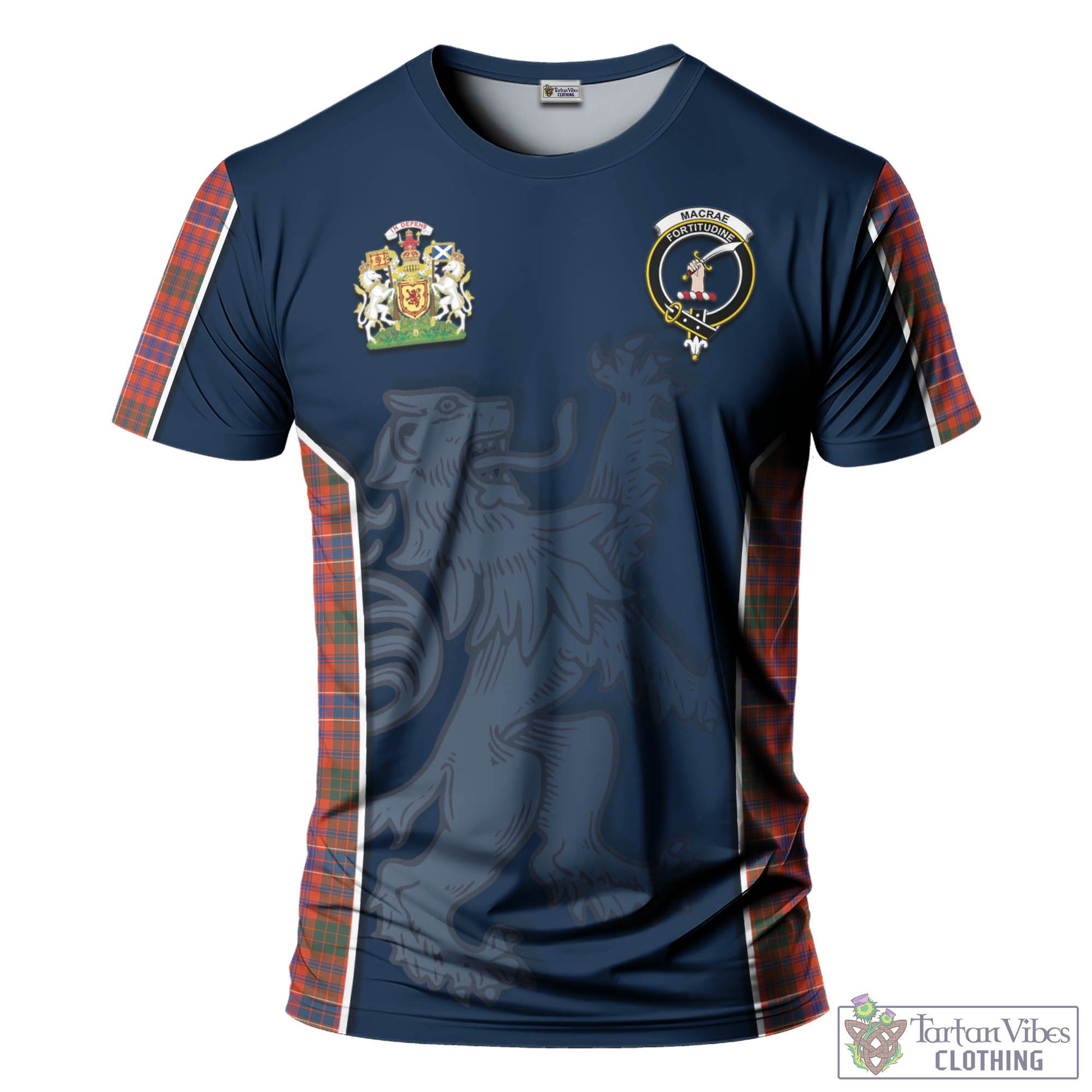 Tartan Vibes Clothing MacRae Ancient Tartan T-Shirt with Family Crest and Lion Rampant Vibes Sport Style