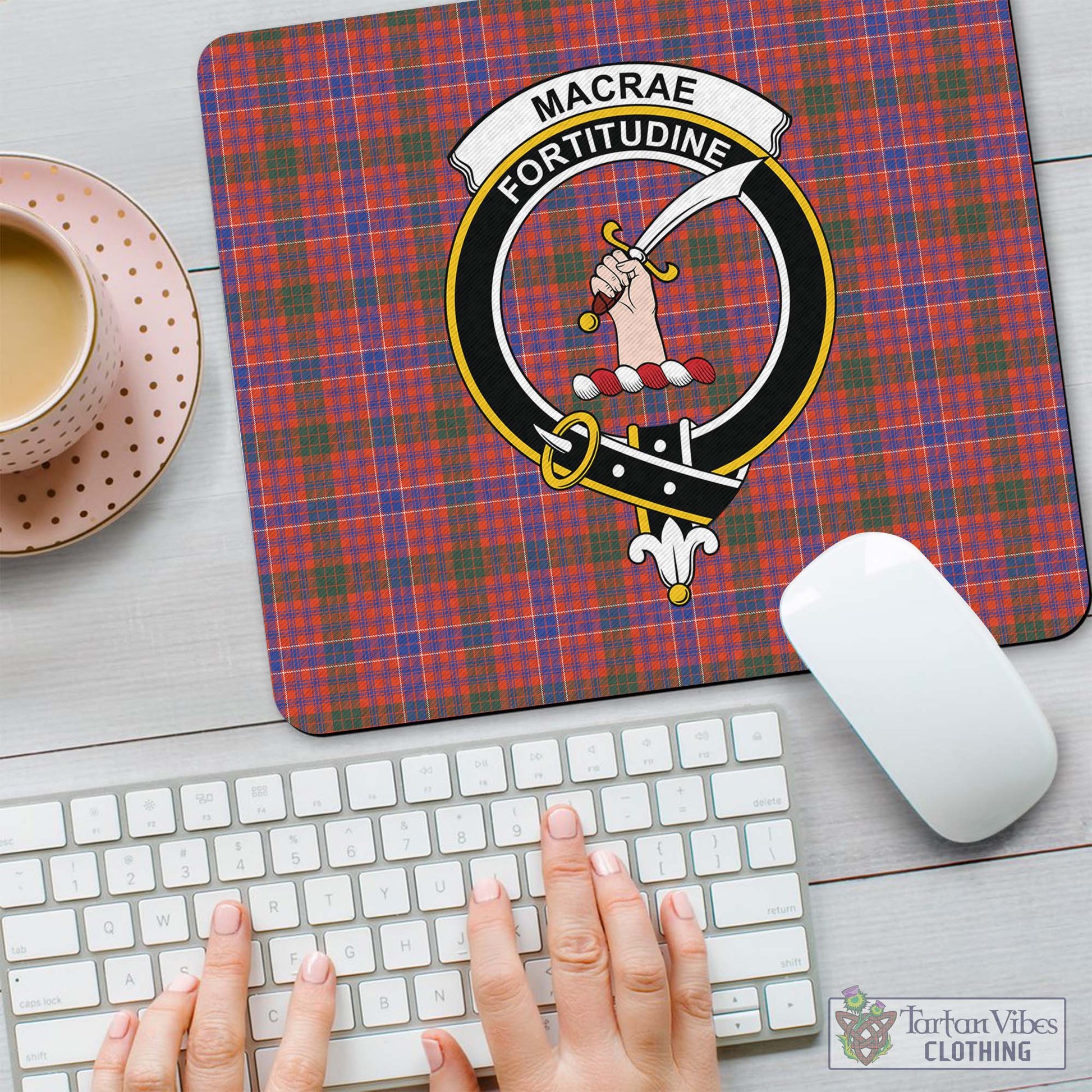 Tartan Vibes Clothing MacRae Ancient Tartan Mouse Pad with Family Crest