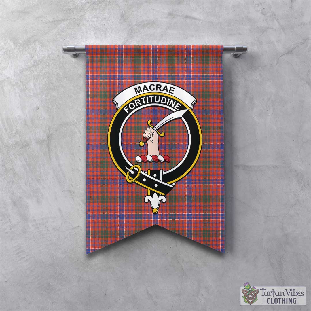 Tartan Vibes Clothing MacRae Ancient Tartan Gonfalon, Tartan Banner with Family Crest