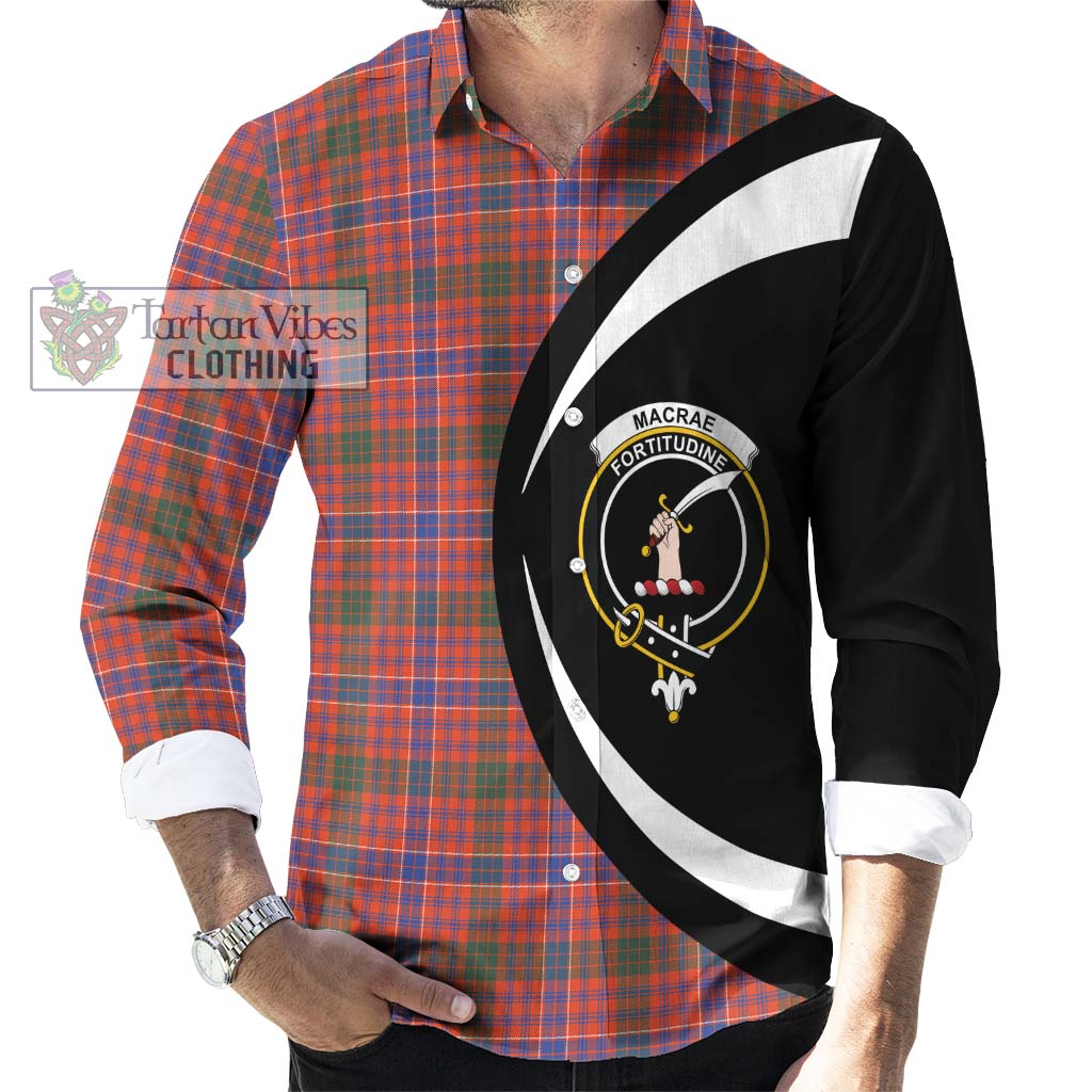 Tartan Vibes Clothing MacRae Ancient Tartan Long Sleeve Button Up with Family Crest Circle Style