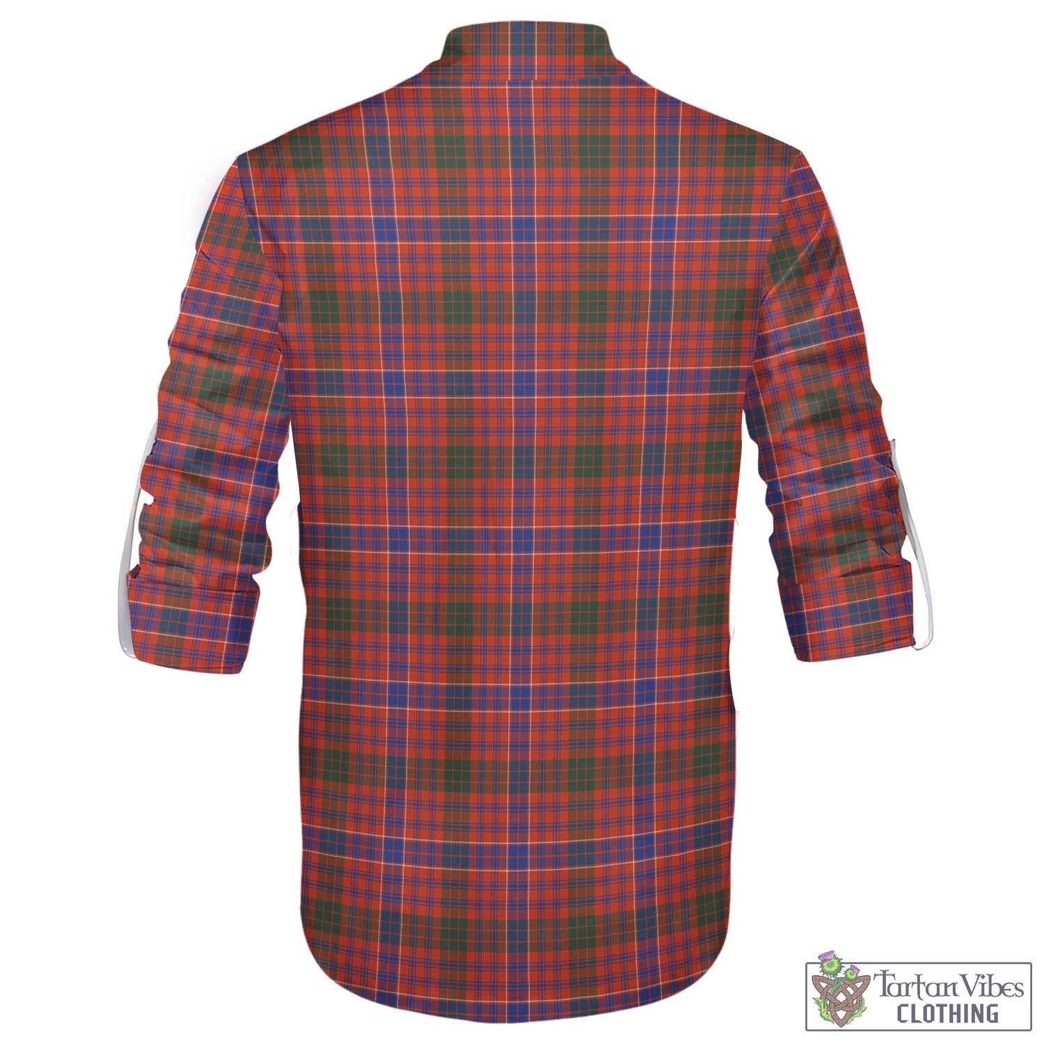 Tartan Vibes Clothing MacRae Ancient Tartan Men's Scottish Traditional Jacobite Ghillie Kilt Shirt with Family Crest