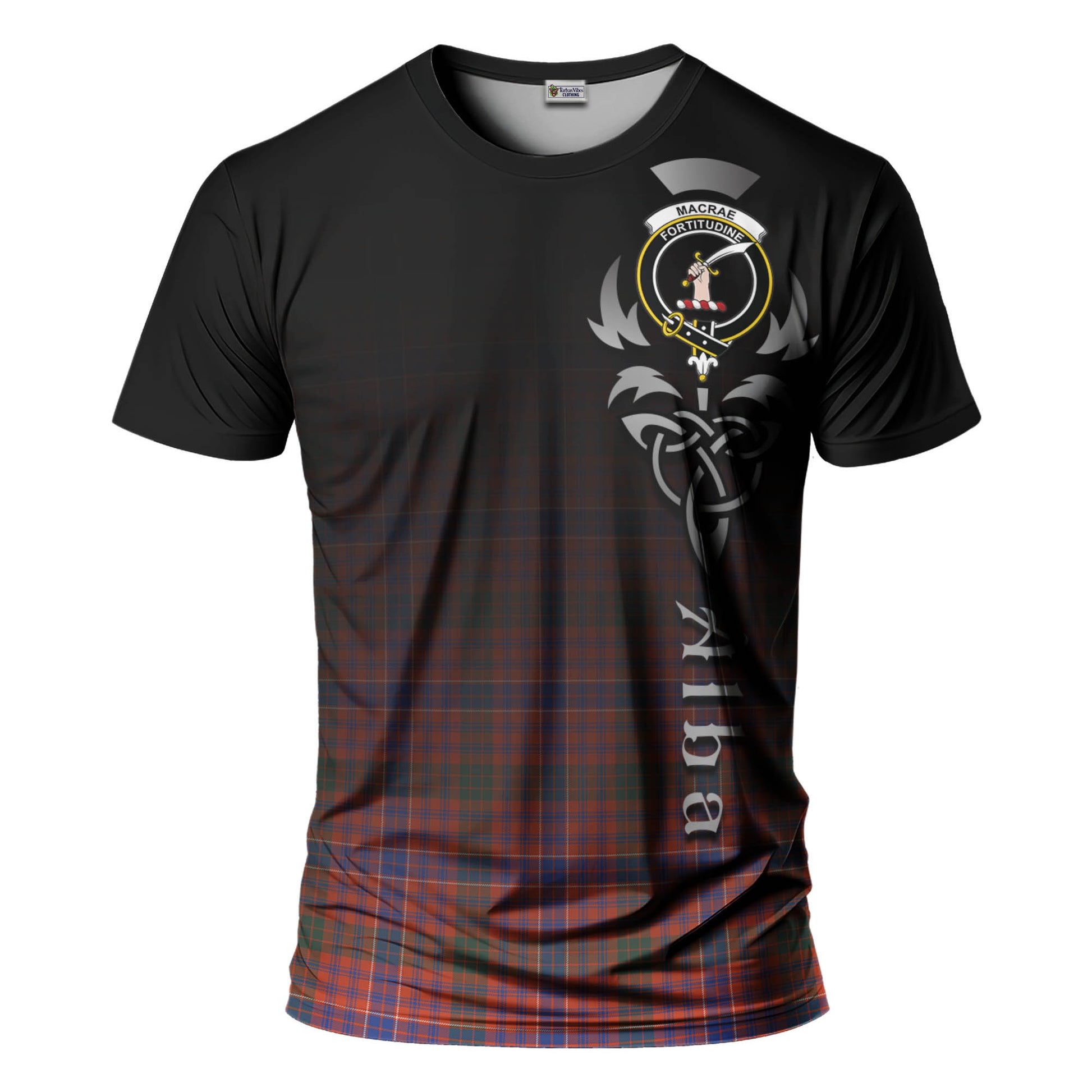 Tartan Vibes Clothing MacRae Ancient Tartan T-Shirt Featuring Alba Gu Brath Family Crest Celtic Inspired