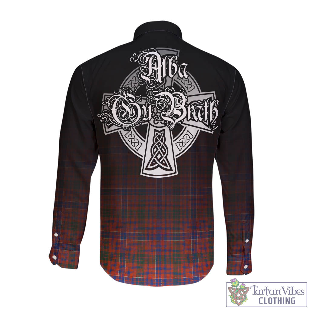 Tartan Vibes Clothing MacRae Ancient Tartan Long Sleeve Button Up Featuring Alba Gu Brath Family Crest Celtic Inspired