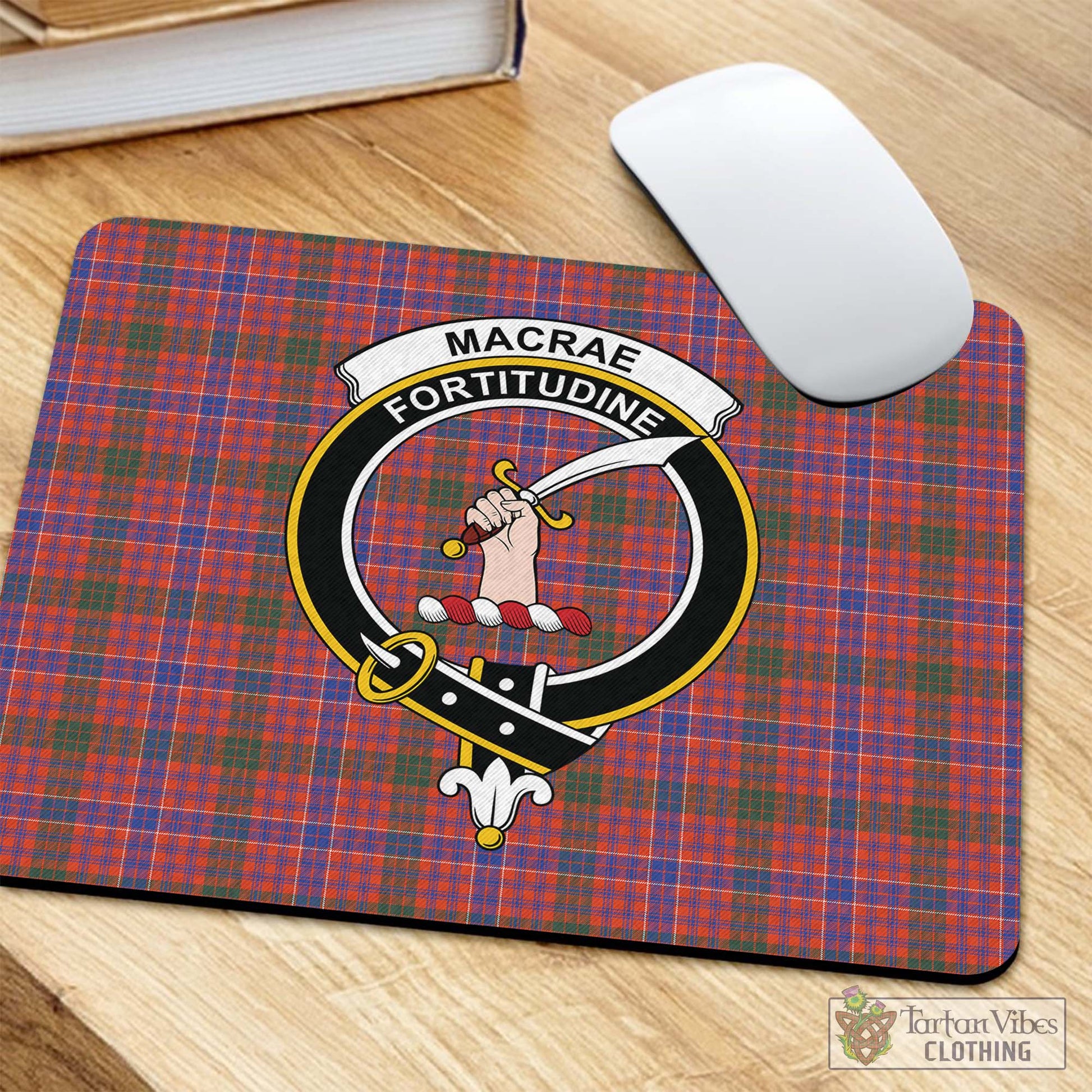 Tartan Vibes Clothing MacRae Ancient Tartan Mouse Pad with Family Crest