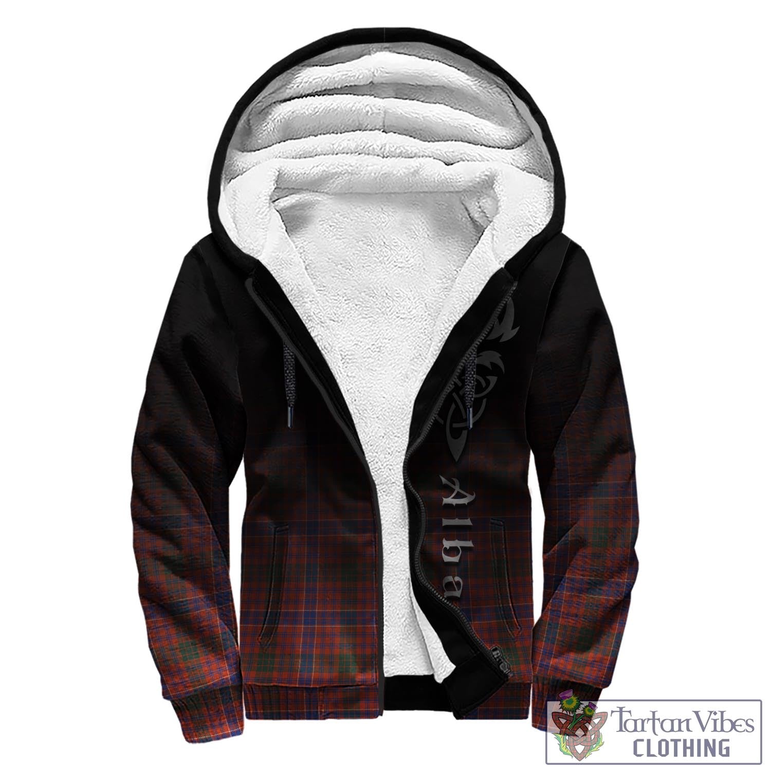 Tartan Vibes Clothing MacRae Ancient Tartan Sherpa Hoodie Featuring Alba Gu Brath Family Crest Celtic Inspired