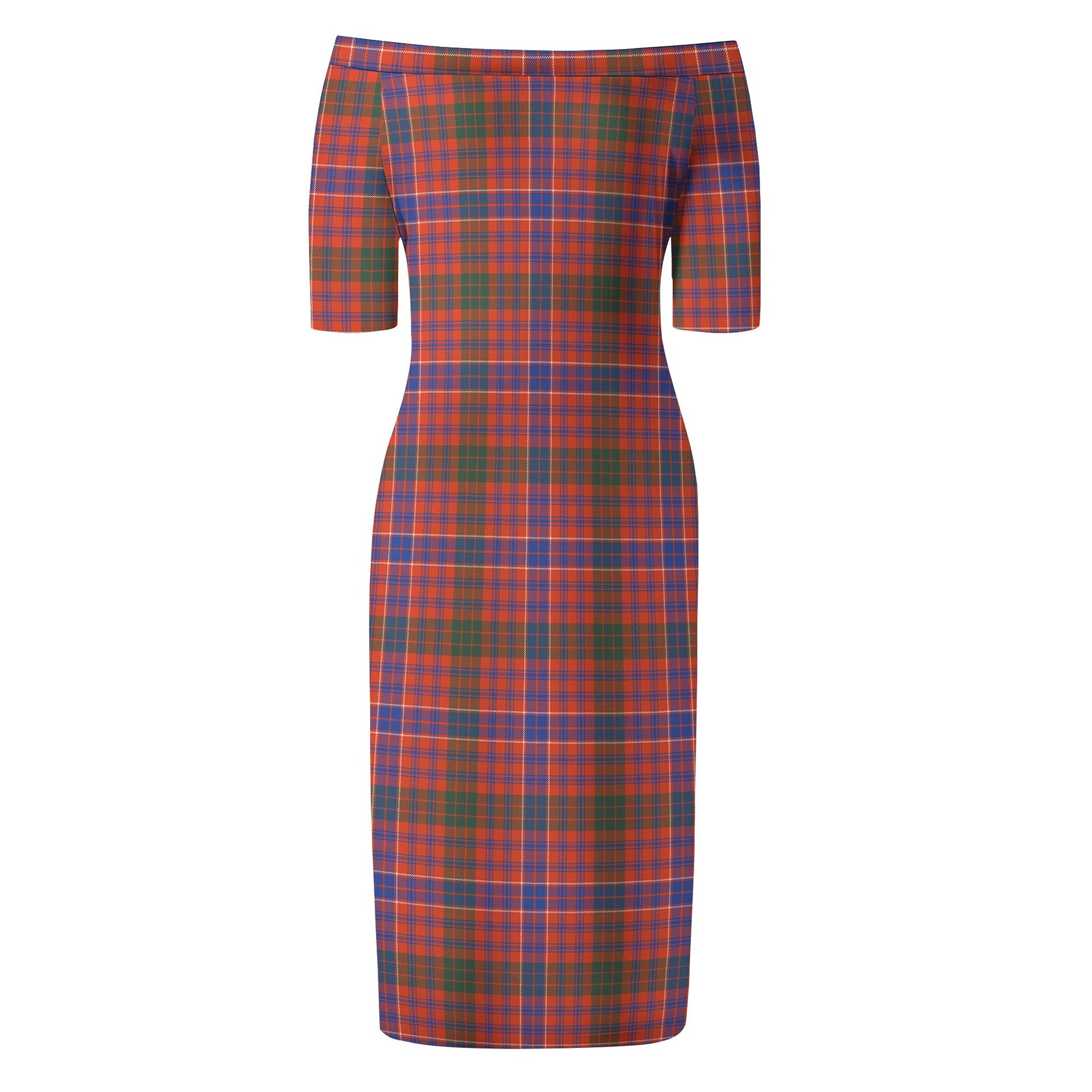 MacRae Ancient Tartan Off Shoulder Lady Dress - Tartanvibesclothing