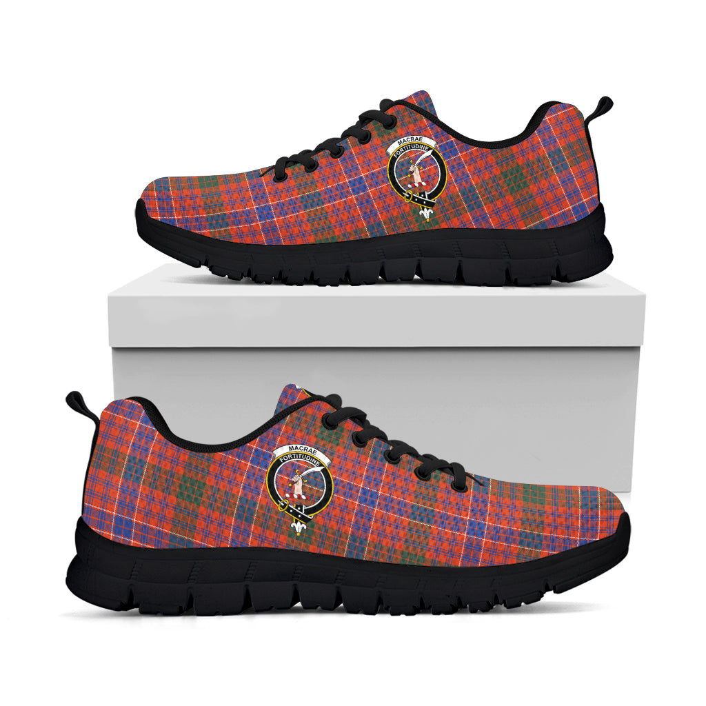 MacRae Ancient Tartan Sneakers with Family Crest - Tartan Vibes Clothing