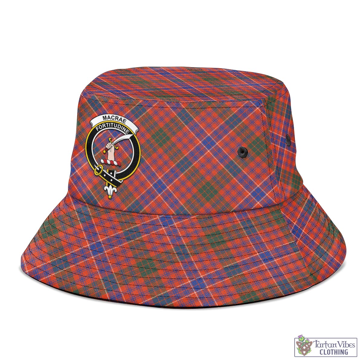 Tartan Vibes Clothing MacRae Ancient Tartan Bucket Hat with Family Crest