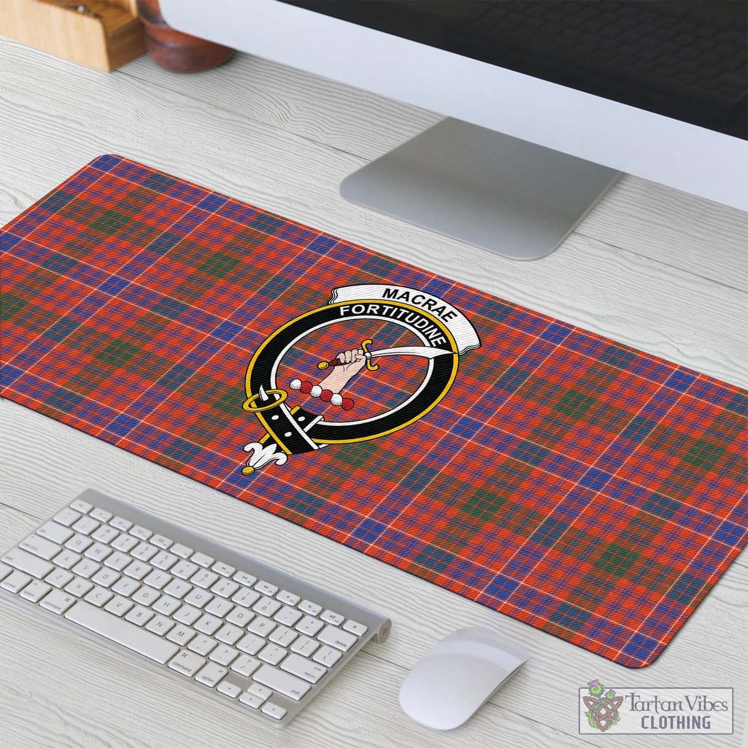 Tartan Vibes Clothing MacRae Ancient Tartan Mouse Pad with Family Crest