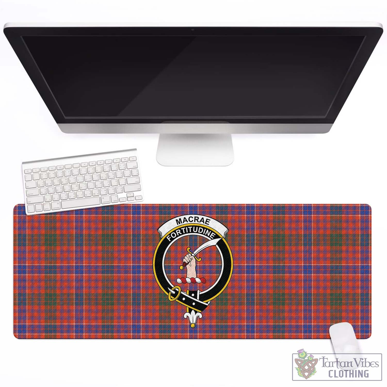 Tartan Vibes Clothing MacRae Ancient Tartan Mouse Pad with Family Crest