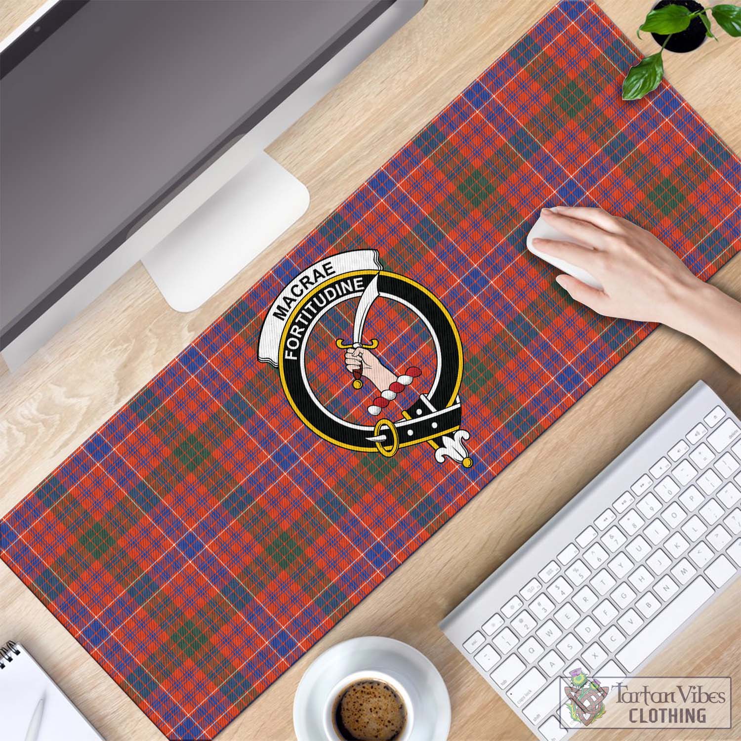 Tartan Vibes Clothing MacRae Ancient Tartan Mouse Pad with Family Crest