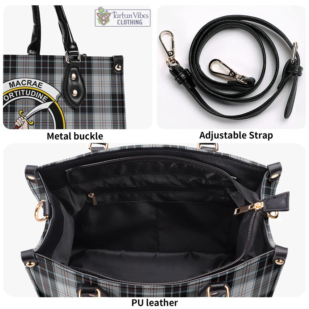 Tartan Vibes Clothing MacRae Dress Tartan Luxury Leather Handbags with Family Crest