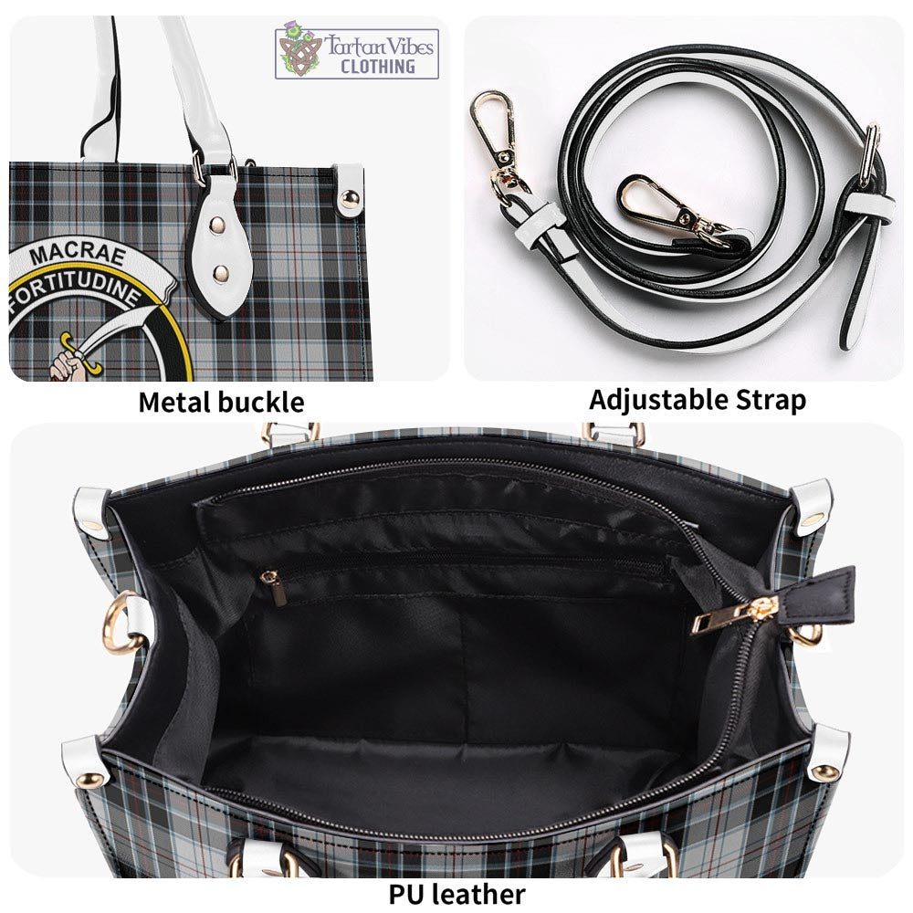 Tartan Vibes Clothing MacRae Dress Tartan Luxury Leather Handbags with Family Crest