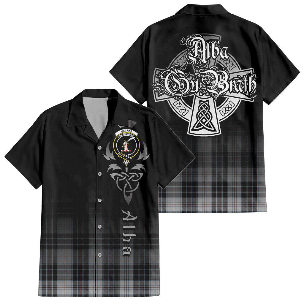 Tartan Vibes Clothing MacRae Dress Tartan Short Sleeve Button Up Featuring Alba Gu Brath Family Crest Celtic Inspired