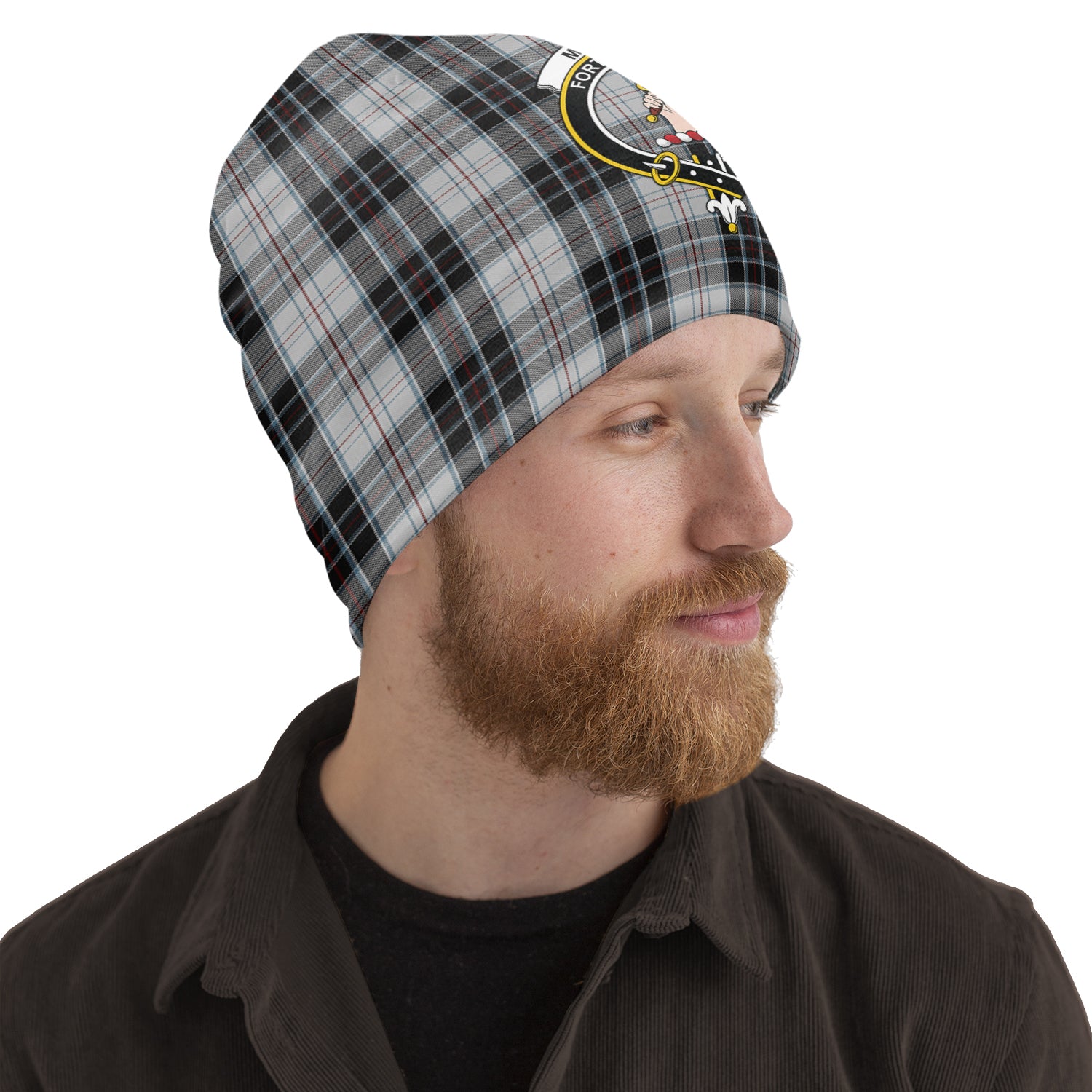 MacRae Dress Tartan Beanies Hat with Family Crest One Size 10.5*10.2 inches - Tartan Vibes Clothing