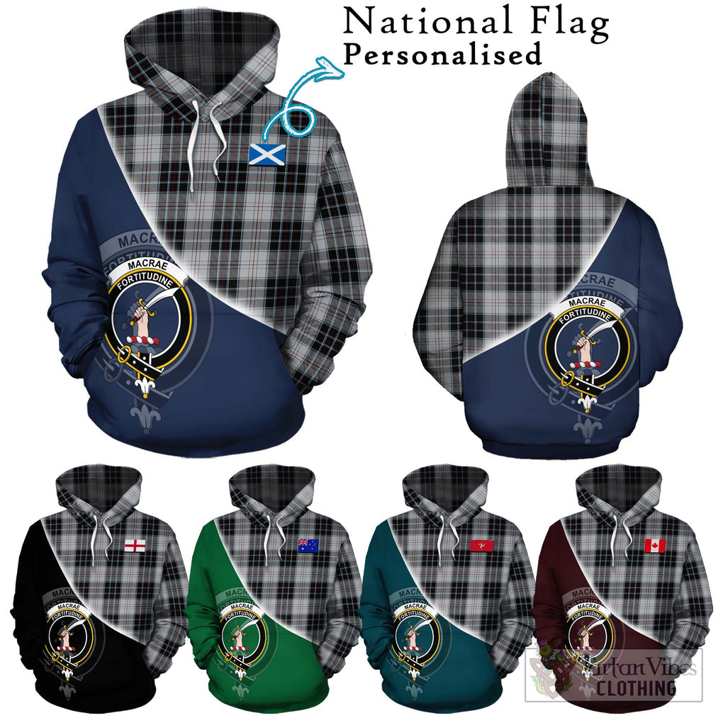 MacRae Dress Tartan Hoodie with Personalised National Flag and Family Crest Half Style Zip Hoodie - Tartanvibesclothing Shop