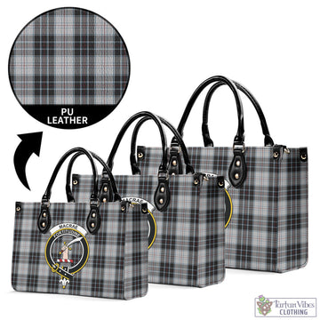 MacRae Dress Tartan Luxury Leather Handbags with Family Crest