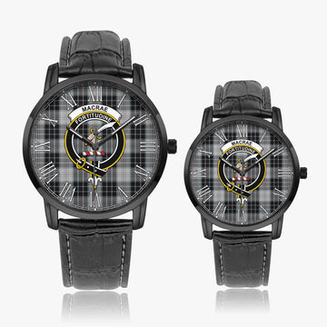 MacRae Dress Tartan Family Crest Leather Strap Quartz Watch