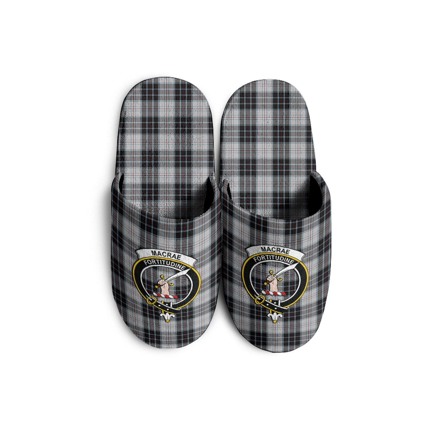 MacRae Dress Tartan Home Slippers with Family Crest - Tartanvibesclothing