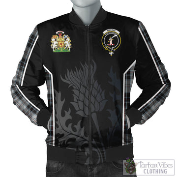 MacRae Dress Tartan Bomber Jacket with Family Crest and Scottish Thistle Vibes Sport Style