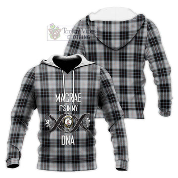 MacRae Dress Tartan Knitted Hoodie with Family Crest DNA In Me Style