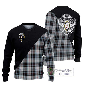 MacRae Dress Tartan Ugly Sweater with Family Crest and Military Logo Style