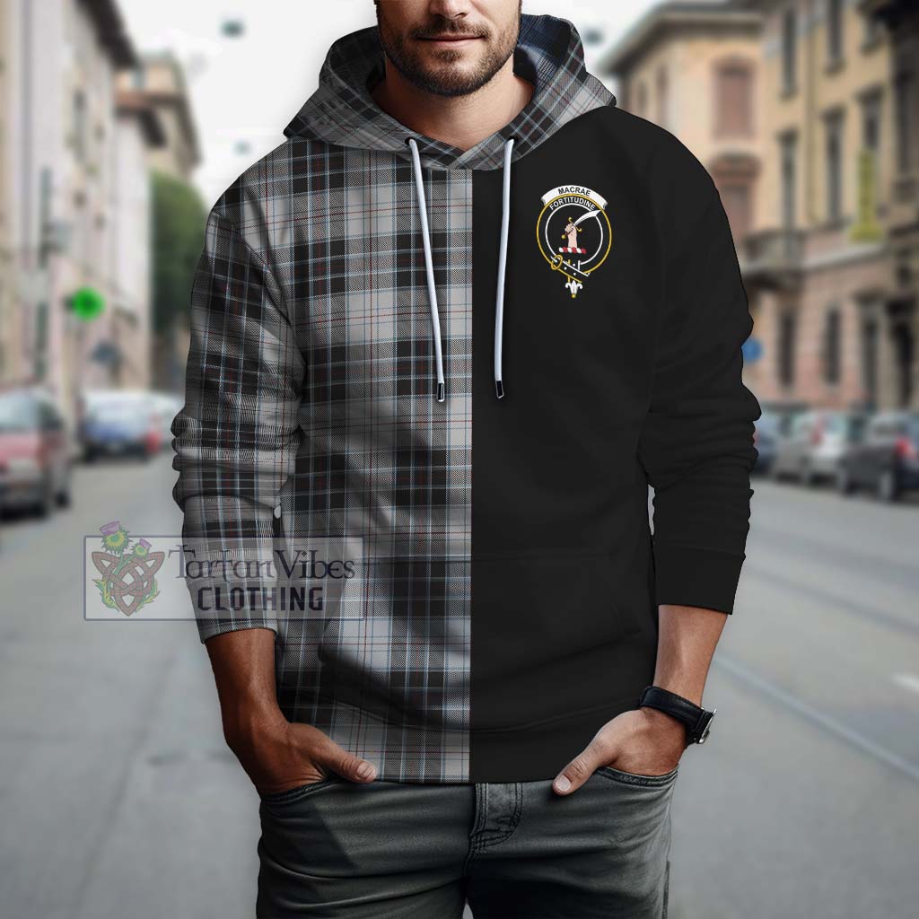 MacRae Dress Tartan Hoodie with Family Crest and Half Of Me Style Zip Hoodie - Tartanvibesclothing Shop