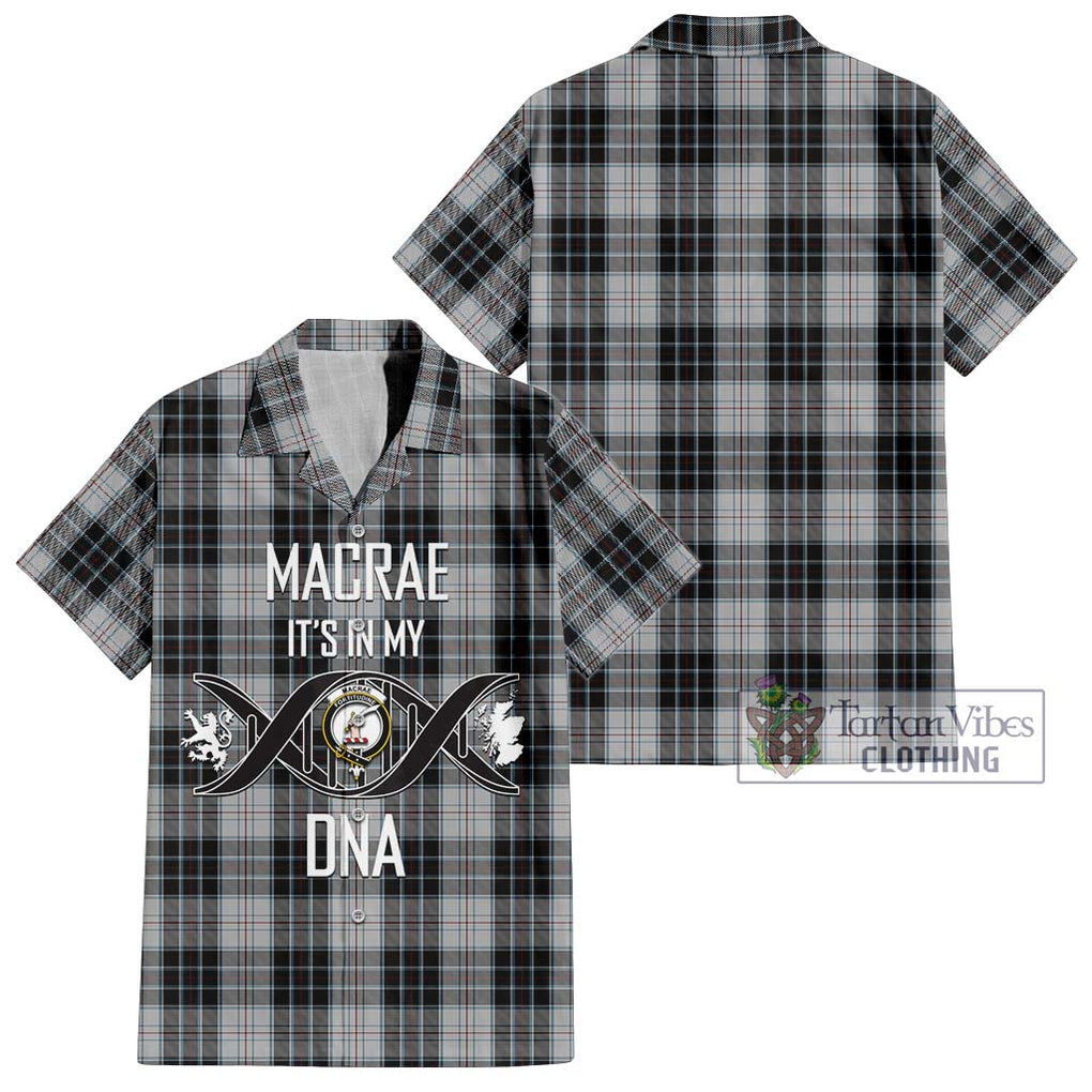 MacRae Dress Tartan Short Sleeve Button Shirt with Family Crest DNA In Me Style Kid - Tartanvibesclothing Shop