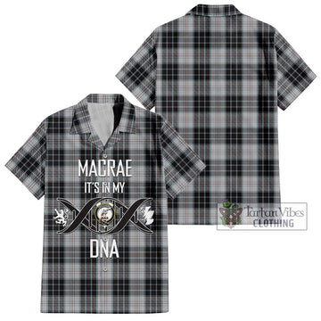 MacRae Dress Tartan Short Sleeve Button Shirt with Family Crest DNA In Me Style